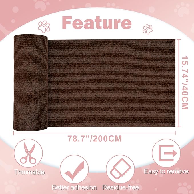 Anit Cat Scratch Couch Furniture Protector,78.7x15.8 Cat Wall Corner Scratcher Pads Mat,DIY Cats Scratching Carpet Post Board Replacement