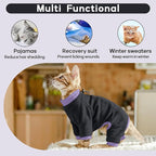 PUMYPOREITY Sticky Hair Cat Clothes, Prevent Hair Loss Cat Pajamas, Soft Cat Sweaters for Cats Only, Cat Hair Sticky Onesie, Cat Recovery Suit After Surgery, Black, S