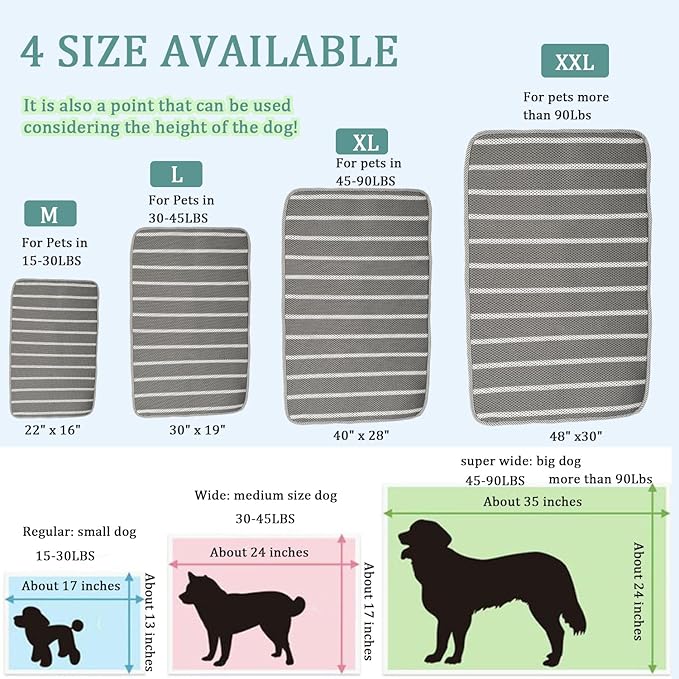 REEZEIVI Breathable Dog Crate mat with Anti-Slip Bottom,3D air mesh Pet Crate pad,Non-stuffy Dog Sleeping Bed,pet mat, Machine Washable Pet Mat for Sleeping (48x30'')