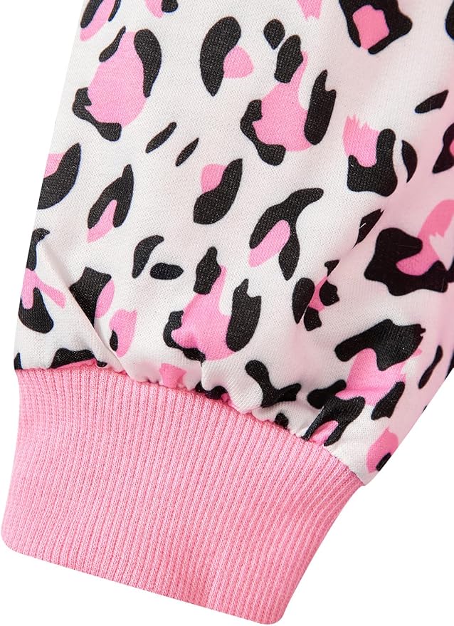 Little Girls Unicorn Outfits 2 Piece Kids Ruffle Sleeve Sweatshirt + Leggings Fall Leopard Clothing Sets 2-10 Years Old