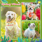 Sweetude 100 Pcs Spring Plaid Dog Bandanas Bulk with Sayings Spring PET Scarf Bibs Adjustable Washable Kerchief Seasonal PET Costume Accessories Grooming Supplies for Small to Large Cats Dogs