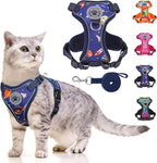 BEAUTYZOO Escape Proof Cat Harness and Leash for Walking, Soft Adjustable Cute Vest for Small to Large Cats, Reflective Breathable Easy-Control Outdoor Jacket, Kitten Harness and Leash Set, Blue, M