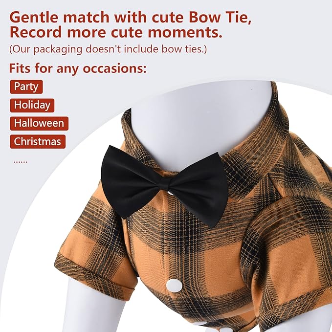 Koneseve Dog Shirt Plaid Dog Clothes for Small Dogs Boy Girl Cat Clothes Soft Puppy Outfit Adorable Pet T-Shirts Kitten Grid Costume Apparel Thanksgiving Christmas Clothing (Yellow; M/Medium)