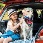 Whaline 2Pcs Mexican Dog Bandana Cinco De Mayo Fiesta Cotton Pet Scarf Double-Sided Adjustable Black Floral Pet Neckerchief for Small Medium Large Cat Dog Carnival Accessories