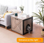 Dwanton Cat Litter Box Furniture Hidden, Cat Litter Box Enclosure, Reversible Entrance Can Be on Left or Right Side, Indoor Cabinet, Wooden Washroom, End Table, Nightstand, Greige, 23.6" L