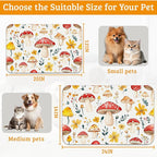 Pet Feeding Mat,Mushroom Absorbent Dog Cat Food Mat Flowers Dog Mat with Rubber Backing,Non-Slip Water Bowl Placemat,Pet Supplies 16" x 24"