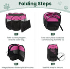Love's cabin Pet Puppy Dog Playpen, Large Dog Tent Crates Cage Indoor/Outdoor, Portable Playpen for Cat, Foldable Pop Up Dog Kennel Playpen with Carring Case, Removable Zipper Top, Pink