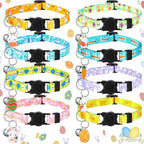 8 Pcs St. Patrick's Day Adjustable Cat Collar Easter Cat Collar with Bell Plastic Buckle Valentines Holiday Puppy Gift for Pet Kitten Puppy(Bunny)