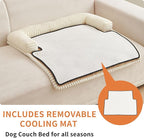 HAOMAIJIA Dog Couch Bed for Large Dogs, Non Slip Pet Couch Covers for Sofa Thick Soft Washable Dog Couch Cover Protector All Seasons Universal Dogs and Cats Bed Mat (Khaki, X-Large)