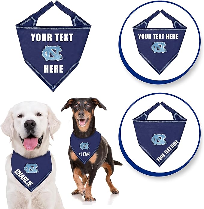 Pets First NCAA University of NC Personalized Tie Around Bandana for Dogs & Cats, Size Large/X-Large. Custom Dog Bandana Scarf Bib for Pet Cat Dog. The Ultimate Game-Day & Party Customizable Bandana