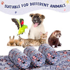 Tatuo 4 Pcs Dog Blanket for Pet Cat Blankets Indoor Puppy Teething Stuff Toys Paw Print Fleece Soft Blanket Sleep Mat for Guinea Pig Cage(Blue,Small(24 x 16 Inch),Square)