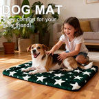 Dog Bed Mat – Soft & Comfortable Dog Kennel Pad for Crate – Durable Crate Bed & Mat for Dogs & Cats – Ideal for Crate, Kennel, and Home Use (Big&Little Stars Green, M(30"*20"*1.5"))