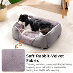 MIXJOY Dog Beds for Small Dogs, Cat Beds for Indoor Cats Washable, Calming Pet Small Size Dog, Soft Rectangle Pet Beds Sofa Cuddler, Orthopedic Cozy Puppy Beds, Anti-Slip Bottom(20x19in, Grey)
