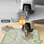 Glittme Cat Litter Mat with Non-Slip Bottom Litter Box Mat 40"X30" Litter Trapping Mat Easy to Clean Washable Cat Food Mat for Kitty,XL