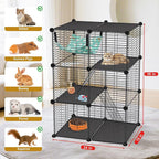 Cat Cage, 3-Tier DIY Catio Cat Enclosures, 24" x 16" x 36" Cat Playpen Indoor & Outdoor with Hammock, Detachable Metal Wire Kennel Cats Crate, 2x1x3 Exercise Place for 1-2 Kitten