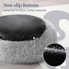 rabbitgoo Dog Bed for Small, 24 inches Machine Washable, Fluffy Donut Pet Bed Anti-Slip, Calming Soft Plush Round Cushion, Fits up to 18 lbs Pets, Light Grey