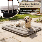 Dog Crate Pad, Ultra Soft & Anti-Slip Kennel Mat, Secure Fit for Metal Crates & Dog Cages, Washable Cozy Bed for Small Medium Large Dogs (Light Brown, L(34"*20"*1.5"))