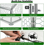 4ever2buy Large Metal Chicken Coop with Run Walk-in Poultry Cage Chicken Runs House Pen Cage Dome Roofed Chicken Coops with Anti-Ultraviolet Cover for Outdoor Yard Farm Use 9.5'W x 6.45'L x 6.3'H
