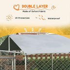 PawHut Outdoor Dog Kennel, Heavy Duty Dog Run Outdoor Fence with Waterproof Cover, Galvanized Chain Link, Secure Lock, for Large Sized Breeds, Chickens, Ducks, 20' x 7.5' x 5'