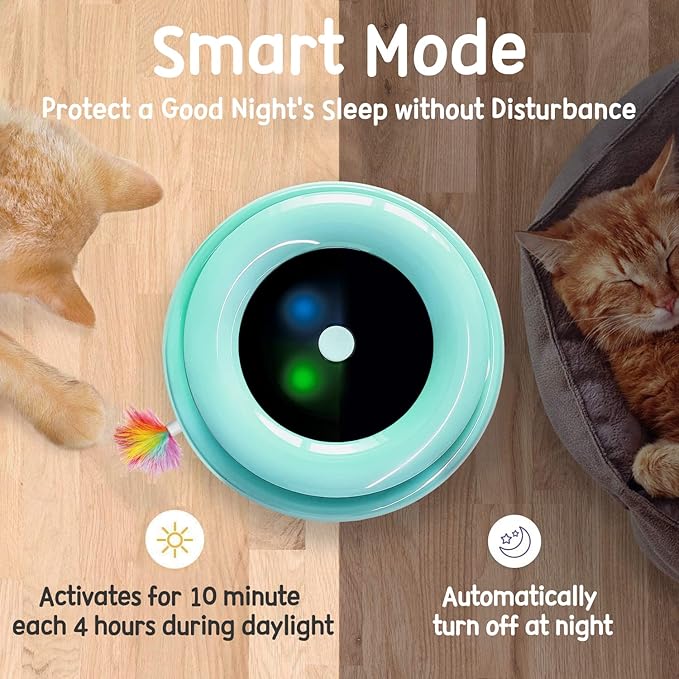 ORSDA Cat Toys 2-in-1 Interactive Cat Toys for Indoor Cats, Automatic Cat Toy Balls, Mice Toys Ambush Feather Kitten Toys with 7pcs Attachments, Dual Power Supplies, Adjustable Speed, Auto On/Off