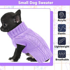 Dog Sweaters for Small Dogs Winter Dog Clothes Turtleneck Puppy Sweater Warm Pet Clothes Knitted Solid Cat Sweater Dogie Outfit XS~L(Purple,S)