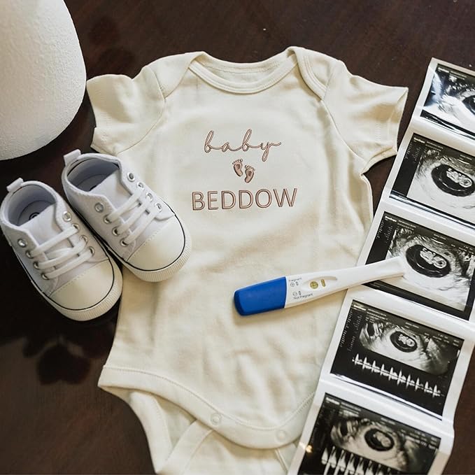 COUPLEHOODIES Personalized Baby Onesie Bodysuit – Custom Embroidery Gift for Pregnancy Reveal Baby Shower or First Grandchild