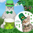 Kacctyen 18 Pcs St. Patrick's Day Cat Collars Bulk Holiday Cat Collars with Bow Tie 4th of July Patriotic Decoration Kitty Breakaway Adjustable Pet Kitten Bowtie Decor(Small)