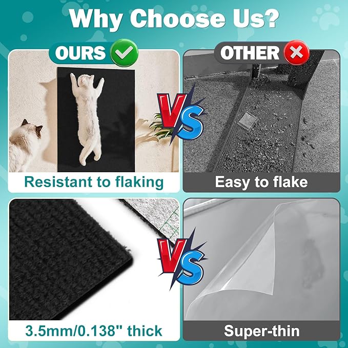 Bed Cat Scratcher Pad,47.2"x15.8"Cat Scratching Mat,Self-Adhesive Trimmable Anti Scratch Bed Couch Wall Corner Furniture Protector from Cat Claws,Easy Use for Carpet/Door/Post
