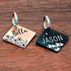Ultra Joys Stainless Steel Pet ID Tag Dog Name Tags Personalized Front and Back Engraving, Customized Dog Tags and Cat Tag, Optional Engraved on Both Sides, Diamond Mountain Rose Gold Large