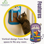 27 Inch Soft Felt Fringe Cat Wall Mat with Charms – Purple Bear Vertical Play Pad & Storage Pocket (Purple Bear)