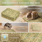Sukh 4 PCS Rabbit Grass Mats - Natural Hay Woven Bunny Rabbit Bad Cage Mats Pet Bedding Cooling Sleeping Nesting & Toys for Hamster Bunny Chinchilla Guinea Pig Mouse Bird and Other Small Animals