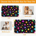 Neon Stars Dog Food Mat,Bright Colorful Absorbent Pet Feeding Mat for Food and Water Bowl,Quick Dry Dog Placemat Non Slip Rubber Backing Waterproof Pet Supplies 16" x 24"
