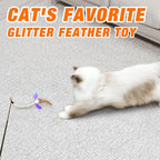 JXFUKAL Cat Feather Toy Refills, 4Pcs Simulation Butterfly Dragonfly Glitter Piece Feather Cat Lures Wand Attachment Replacement for Kitty Kitten Indoor Cats Accessories