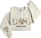 LOVELYPOD Custom Embroidered Dog Mom Sweatshirt with Dogs Names, Pet Photo Shirt, for Dog Lovers