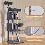 Yaheetech | 68.5in Cat Tree | for Large Cats | Multi-Level Cat Tower with 3 Wide Perches, Large Condo | Stable Pet Play House w/Sisal-Covered Scratching Posts & Board | Dark Gray