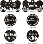 UltraJoys Stainless Steel Pet ID Tag Dog Name Tags Personalized Front and Back Engraving, Customized Dog Tags and Cat Tags, Optional Engraved on Both Sides, Round Tag with Vine Design, Small Black