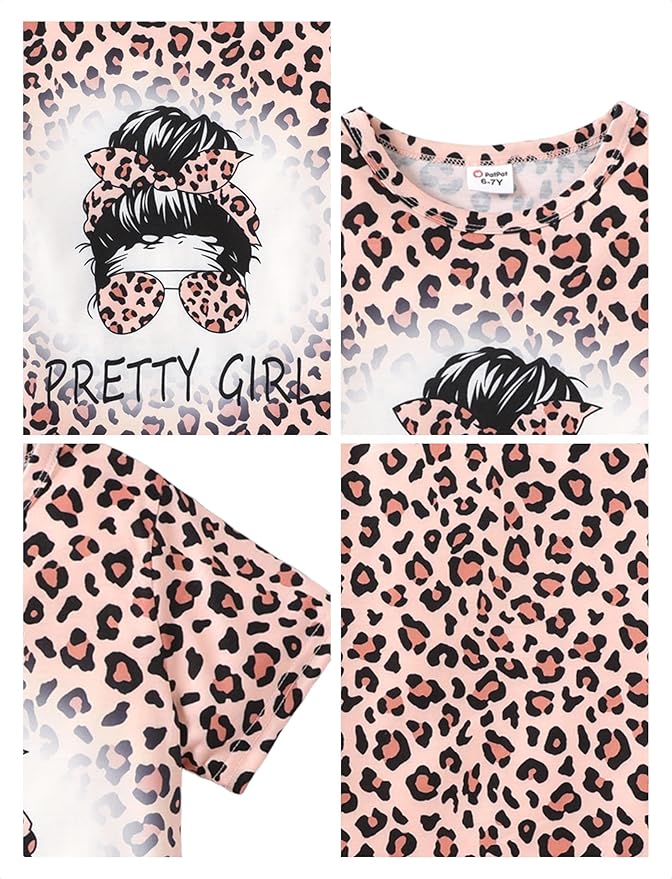 PATPAT Girls Crewneck Short Sleeve Graphic Tees Animal Print Shirts Cute Summer Outfits 5-12 Years
