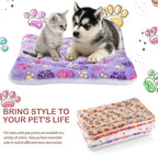 Tuanse 4 Pack Ultra Soft Dog Cat Bed Mat Small Animal Guinea Pig Bed with Cute Print Reversible Fleece Dog Crate Kennel Pad Cozy Washable Thickened Hamster Pet Beds Mat(13 x 19 Inches,Vivid Color)