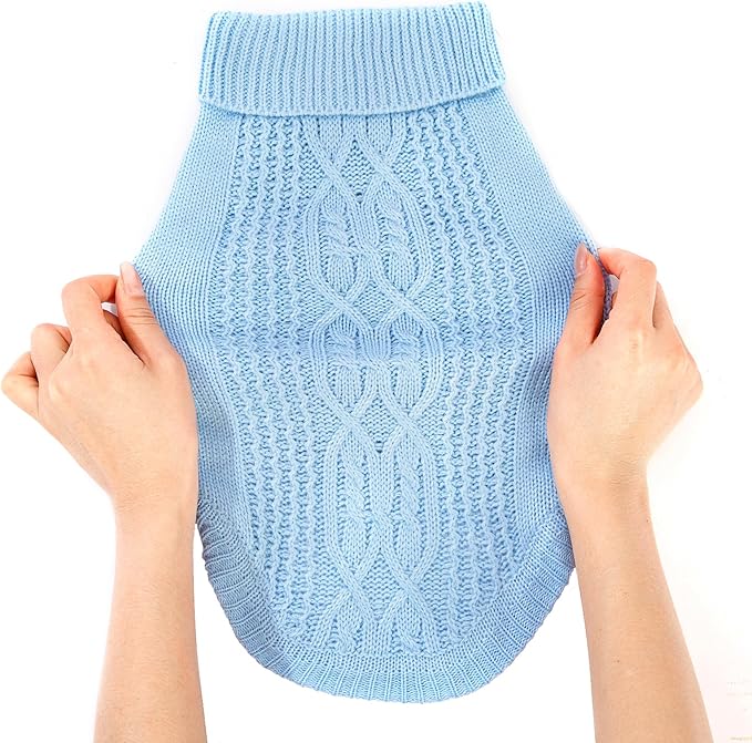 Stretchy Cat Sweater - 17 Colors & 6 Sizes | Snug Winter-Ready Knit for Boy/Girl Cats & Kittens(Blue, Medium)