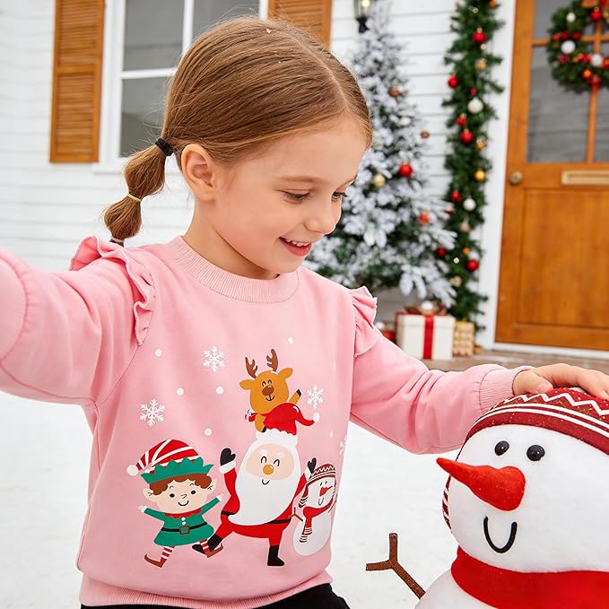 RETSUGO Toddler Baby Girls Sweatshirts Casual Pullover Crewneck Winter Long Sleeve Tops Shirts Clothes 3T-8T