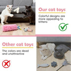 7-in-1 Kitten Toys for Indoor Cats with Washable Adhesive Suction Cup, Hanging Interactive Cat Toys, Silvervine Stick and Sisal Chew Rope Catnip Teething Toy for Bored Kitten (Pink)