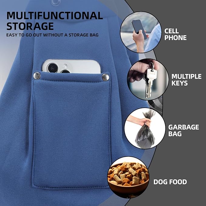 Dog Carrier Sling - Reversible Puppy Carrier Purse with Storage Pocket, Hand-Free Dog Sling Carrier for Carry Small Dogs and Cats, Travel Safety Harness, Dog and Cat Harness(Blue)