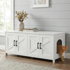 Homhedy Cat Litter Box Enclosure For 2 cats, Litter Box Furniture Hidden with Double Room,Wooden Cat Washroom Furniture,Cat House,47.2”L x 19.7”W x 19.7”H,White