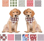 ARING PET Christmas Dog Bandanas, Red Green White Plaid Kerchief Triangle Bibs Scarf for Puppy Small Medium Large Boy Girl Dogs Cats-L