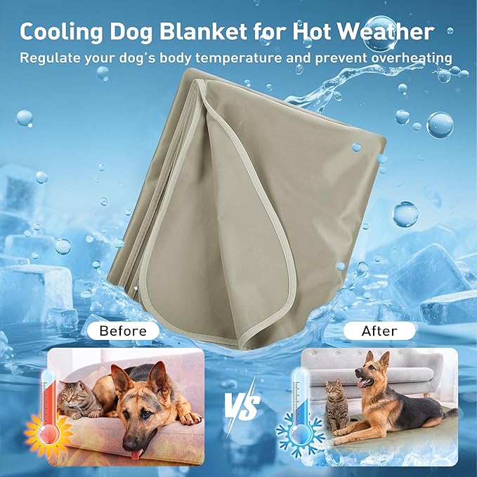 Kritter Planet Waterproof Cooling Dog Mat, Soft Cooling Pad for Dog, Lightweight Cooling Outdoor Mat, Reversible Furniture Cover Couch Sofa Bed, 30 x 50 inch, Taupe