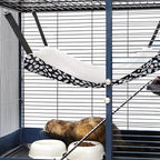 Jetec 2 Pack Cat Hammock for Cage, Catio Accessories Reversible Soft Cats Bed with Adjustable Straps and Hooks Double-Sided Linen and Fleece Hanging Hammock for Cats, Kitten(Leopard and Dot,S)