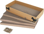 PrimePets Cat Scratcher Cardboard for Indoor Cats, 3 in 1, Cat Scratch Pad with Box, Cat Scratching Board, Reversible Corrugated, Furniture Protector, Catnip Included