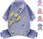Fleece Dog Pajamas Small, Fall Winter Pjs, Cute Extra Small Puppy Clothes, 4 Legs Dog Sweater Jumpsuit, Soft Stretchy Doggie Onesies Pet Apparel Outfits for Chihuahua Yorkie Blue, Small