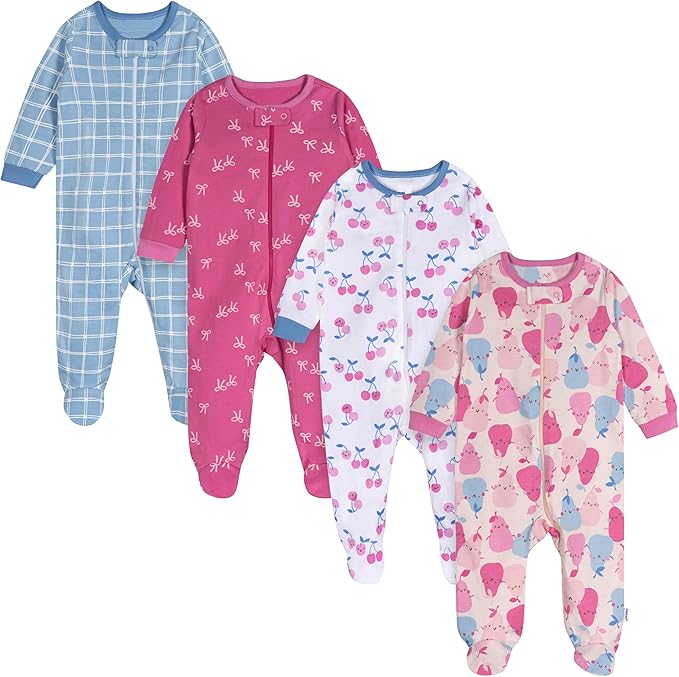 Onesies Brand Baby Girls' 4-pack Sleep 'N Play Footies Multi Pack