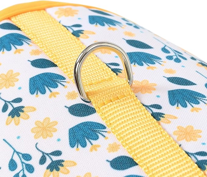 Mile High Life Dog Harness, Air Mesh Floral Vest Harness for 20 lbs Small Dogs & Cats, Easy Get on Adjustable Easy Closures Both Neck and Chest(Yellow Flower, S Chest 16"-18")